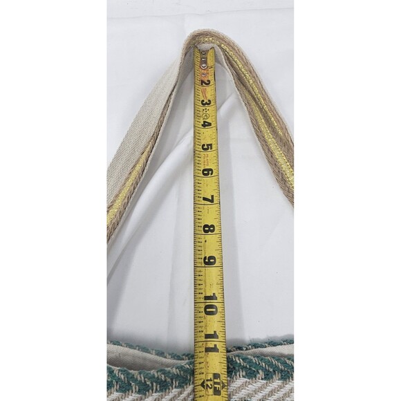 No Boundaries Women's Woven Beach Boho Tote Diaper Bag Mint Stripe Made In India - Picture 11 of 16